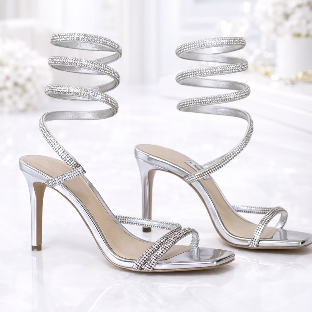 STEVE MADDEN EXOTICA SILVER STILETTO SANDAL - Picture 3 of 7